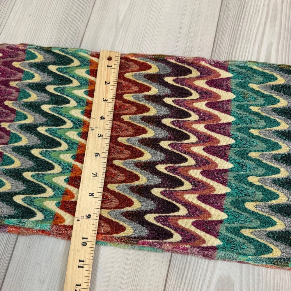 Tolani Multi Color Zigzag Chevron Viscose Scarf with Fringe Bohemian Wrap